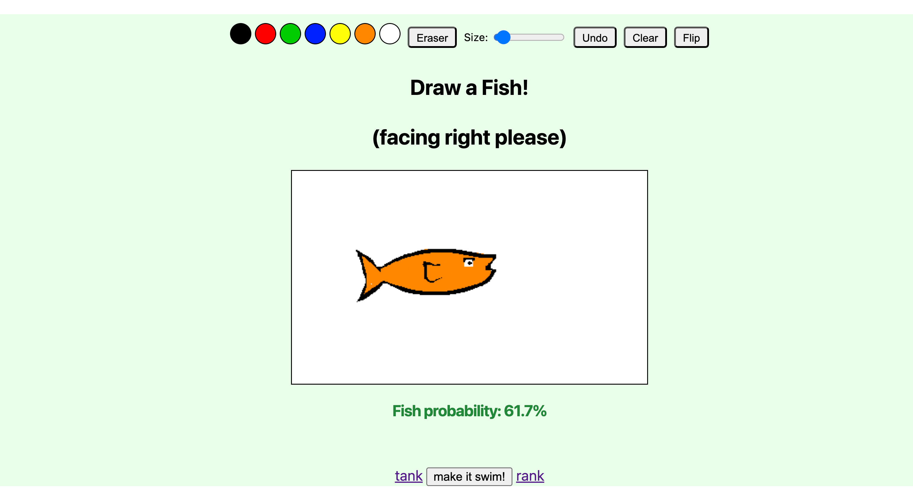 drawafish drawing and get fish probability feedback